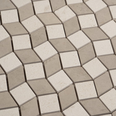 Mosaico Piazza Beige Limestone with Harley Beige Marble Honed Mosaic Tile