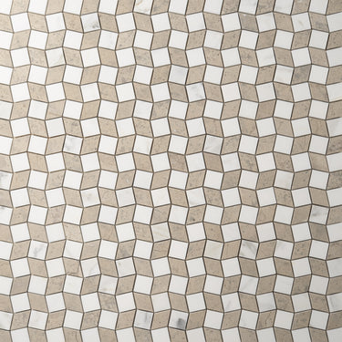 Mosaico Piazza Calacatta Gold with Lagos Azul Marble Honed Mosaic Tile
