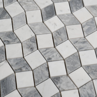 Mosaico Piazza Carrara with Bardiglio Marble Honed Mosaic Tile