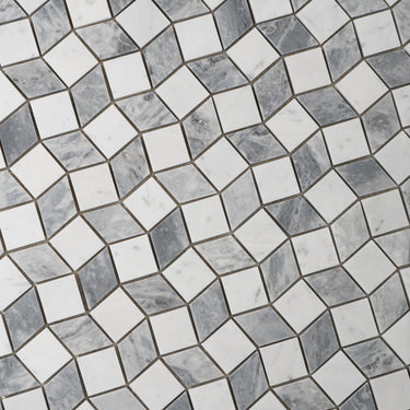Mosaico Piazza Carrara with Bardiglio Marble Honed Mosaic Tile