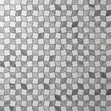 Mosaico Piazza Carrara with Bardiglio Marble Honed Mosaic Tile