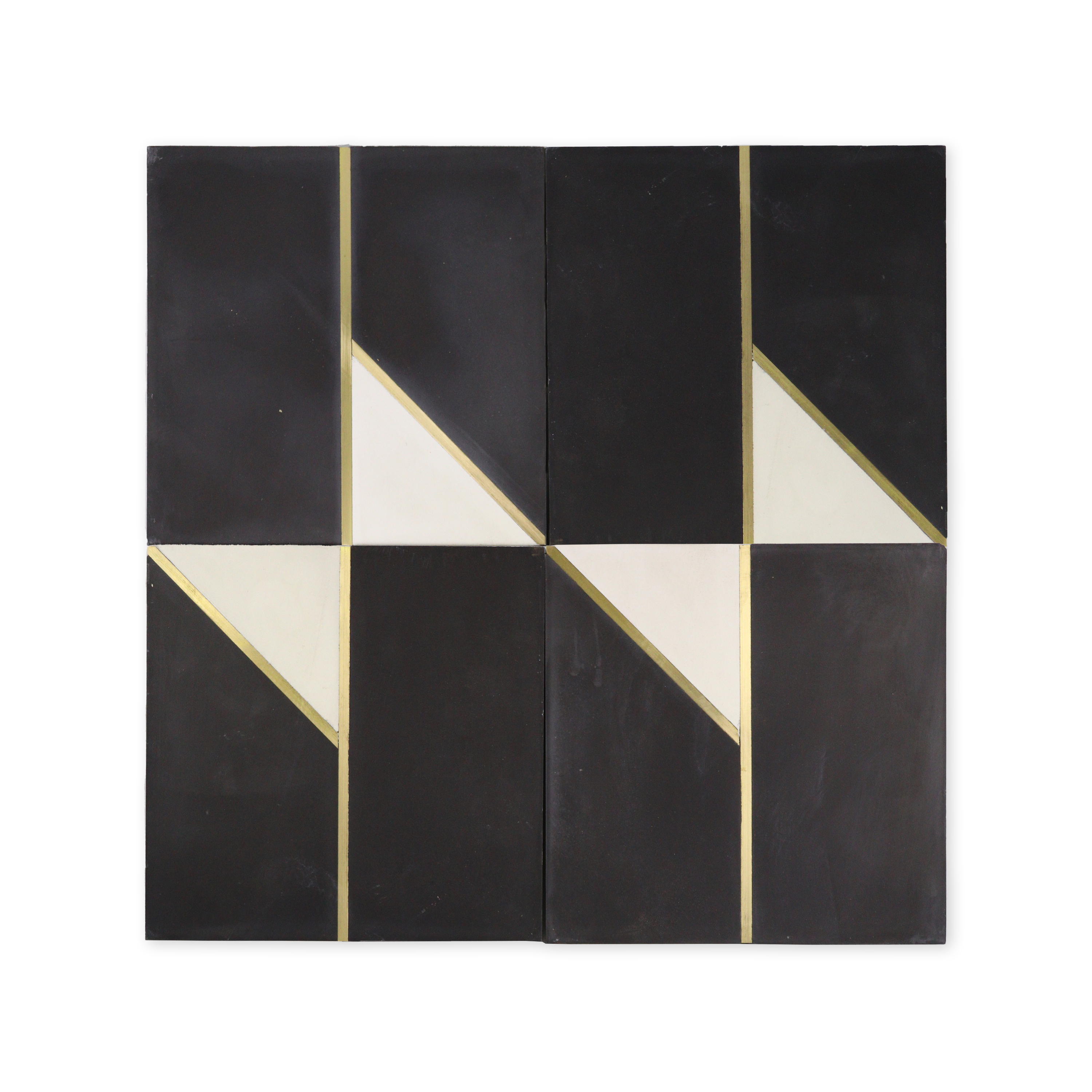Papillon Black Cement Tile with Brass Inlay