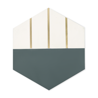 Pow® Pastel Green Hexagon Cement Tile with Brass Inlay