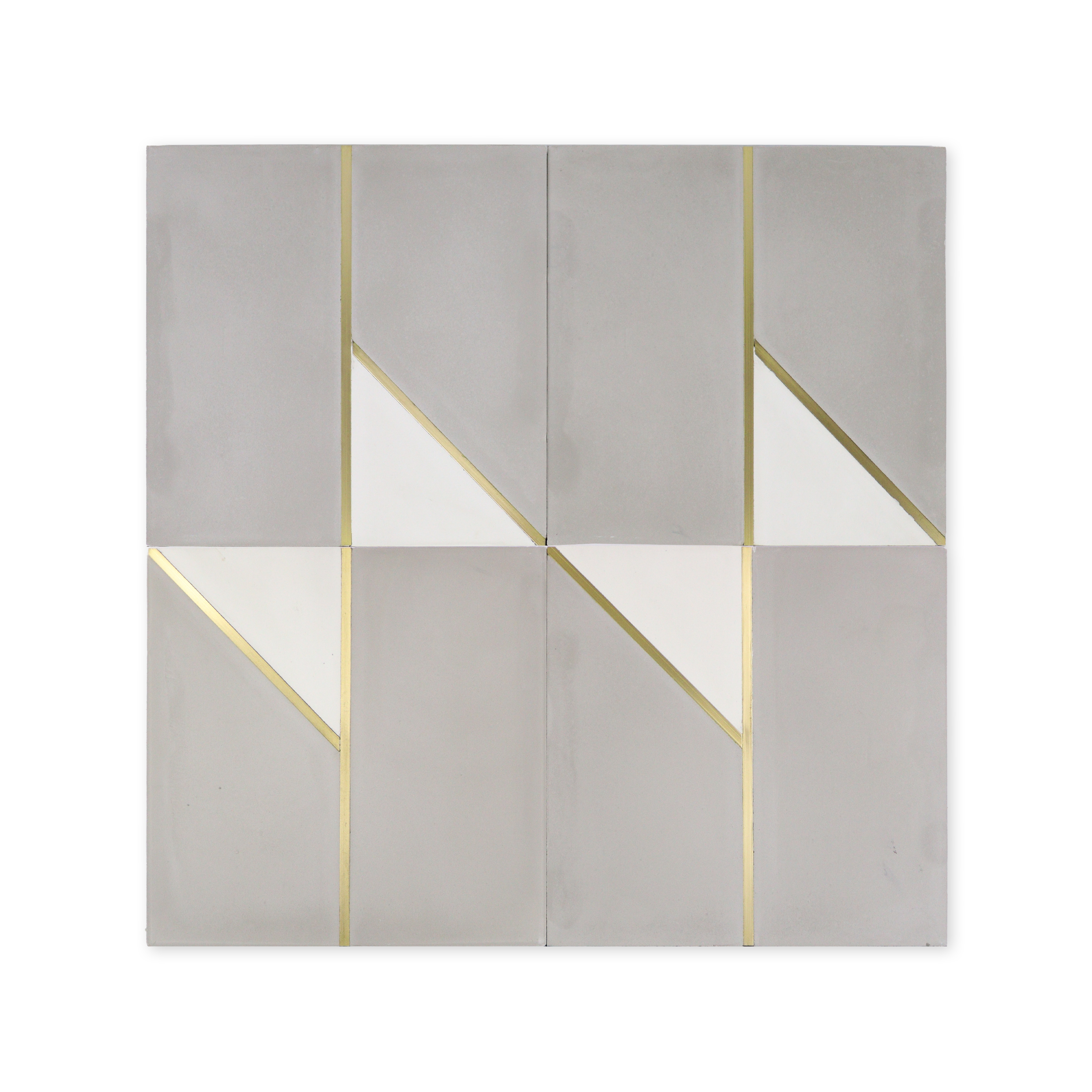 Papillon Grey Cement Tile with Brass Inlay