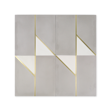 Papillon Grey Cement Tile with Brass Inlay