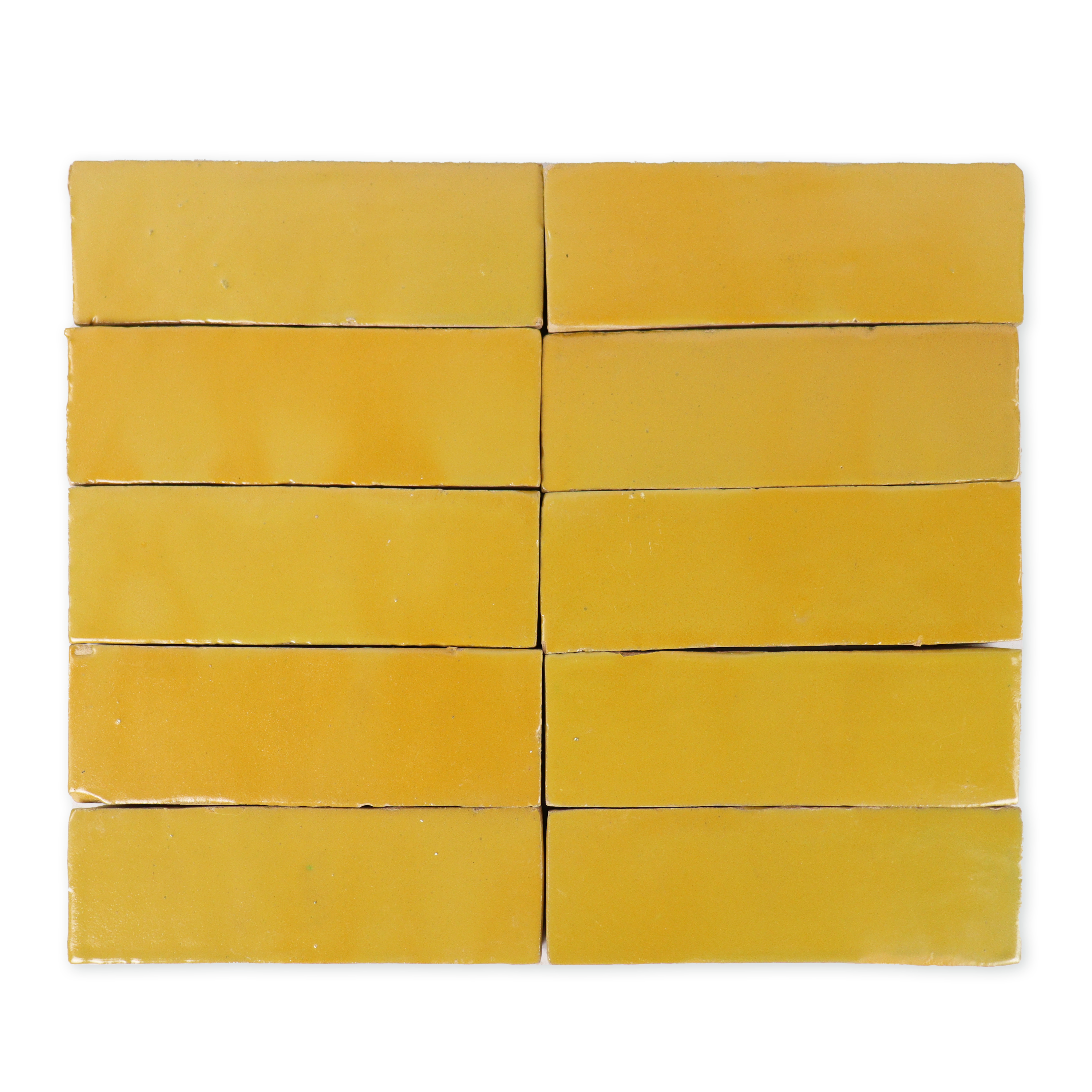 Handmade Moroccan Zellige 2×6 Chamomile Yellow Bejmat Terracotta Tile