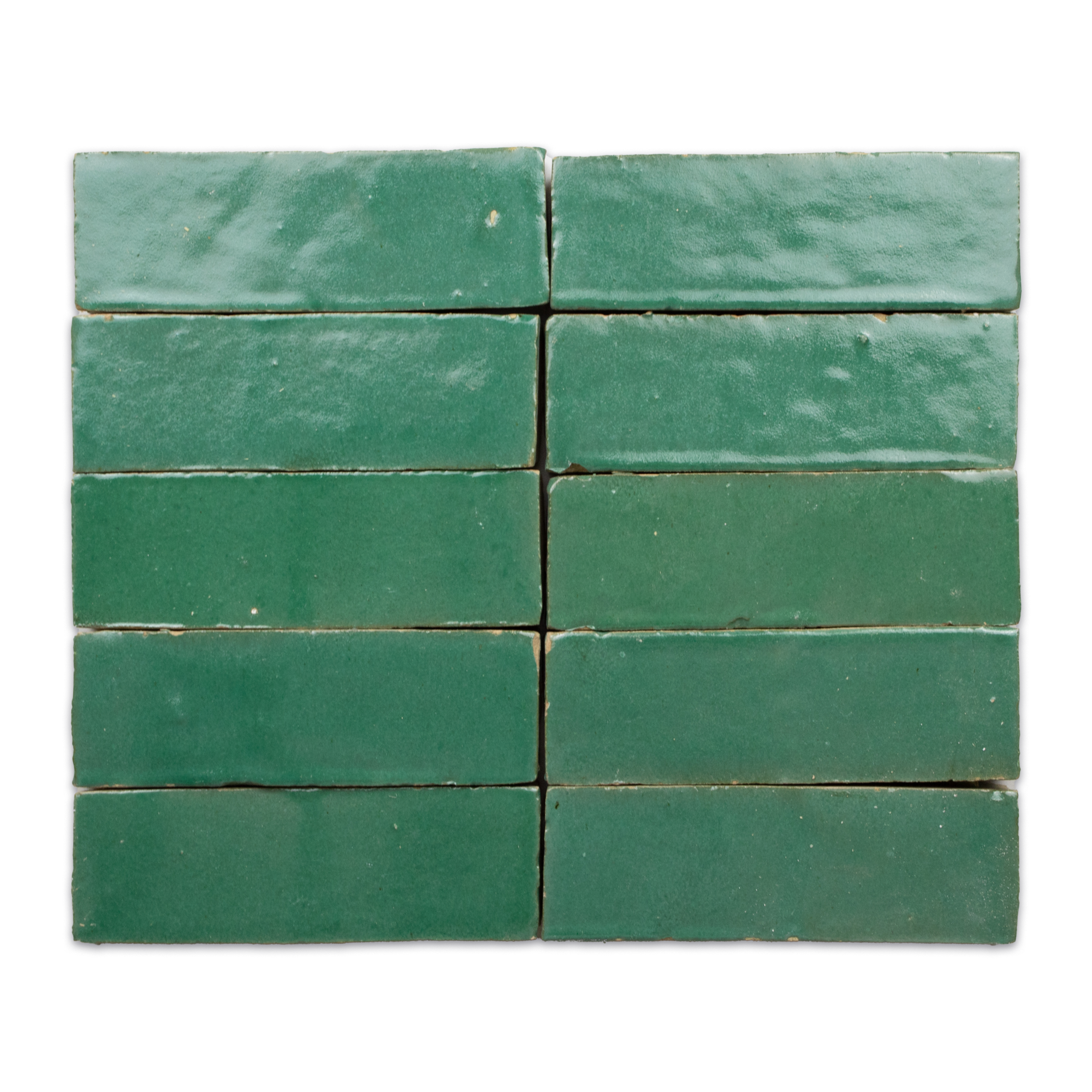 Handmade Moroccan Zellige 2x6 Tunisian Green Bejmat Terracotta Tile