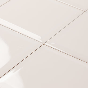6x6 Block Flat White Bevelled Ceramic tile