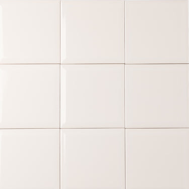 6x6 Block Flat White Bevelled Ceramic tile