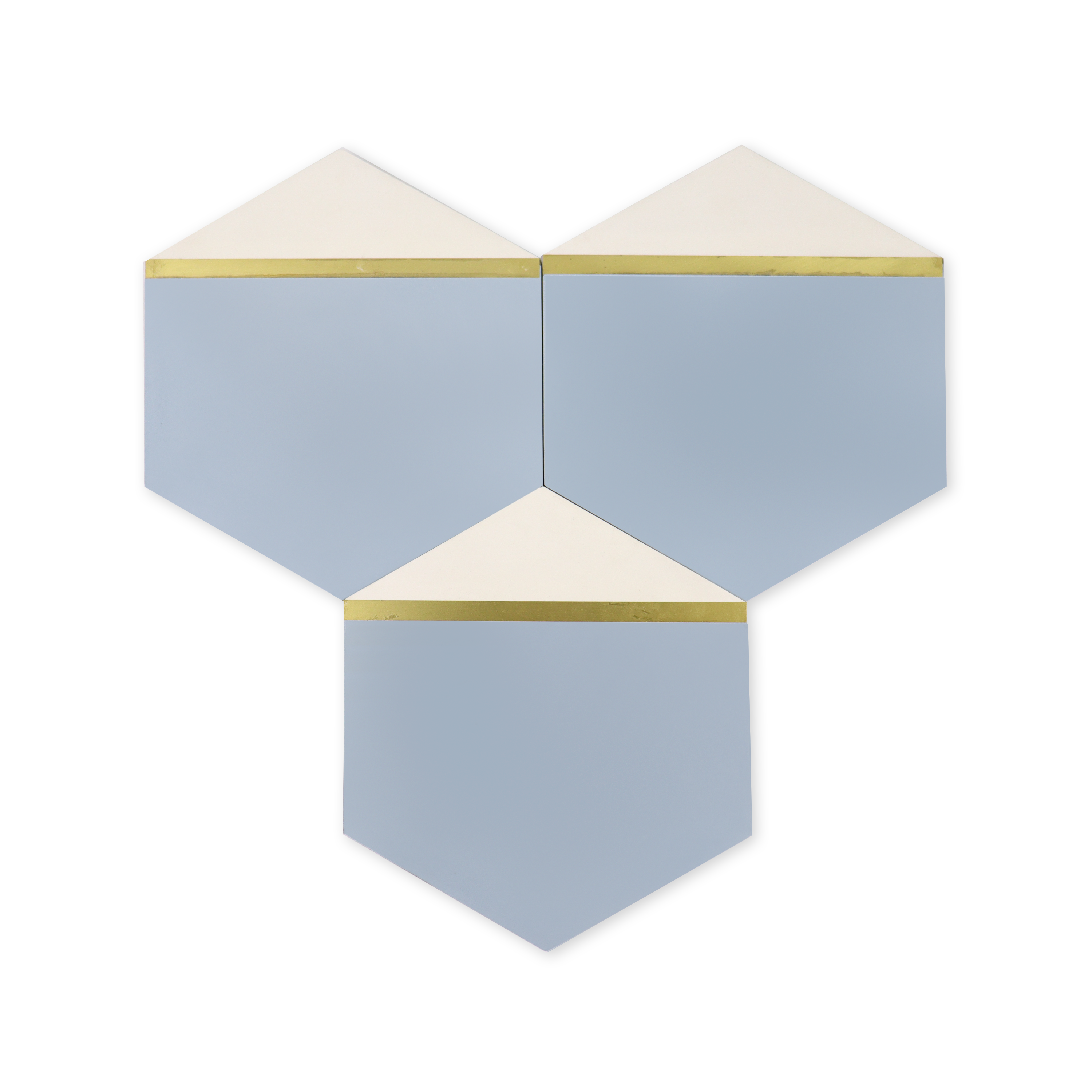 Clip® Sky Blue Hexagon Cement Tile with Brass Inlay