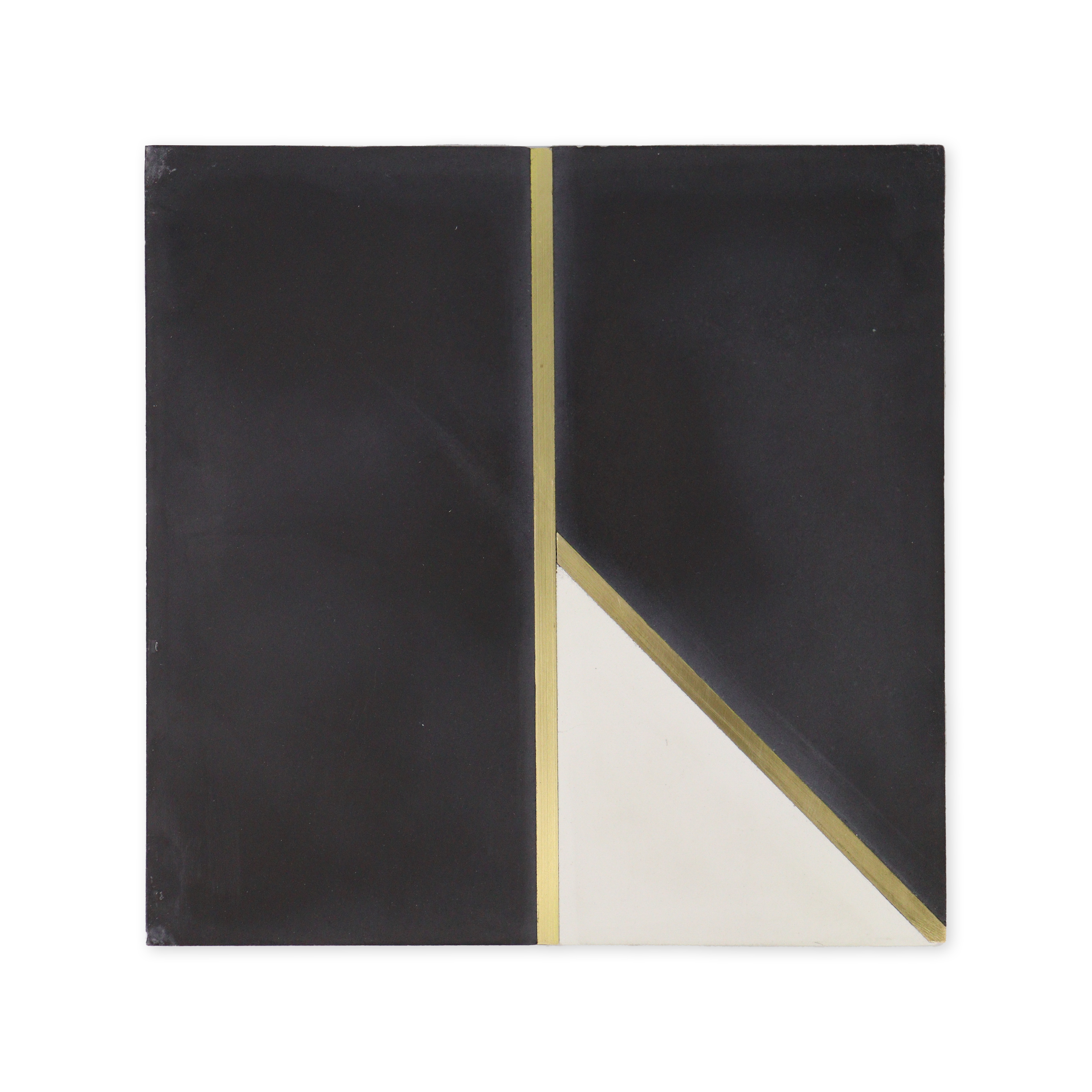 Papillon Black Cement Tile with Brass Inlay