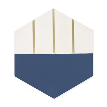 Pow® Navy Blue Hexagon Cement Tile with Brass Inlay