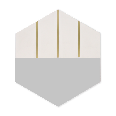 Pow® Pewter Grey Hexagon Cement Tile with Brass Inlay