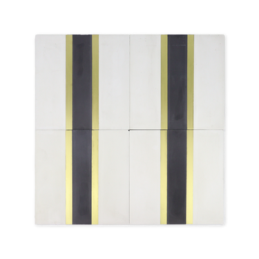 Linea® White Cement Tile with Brass Inlay
