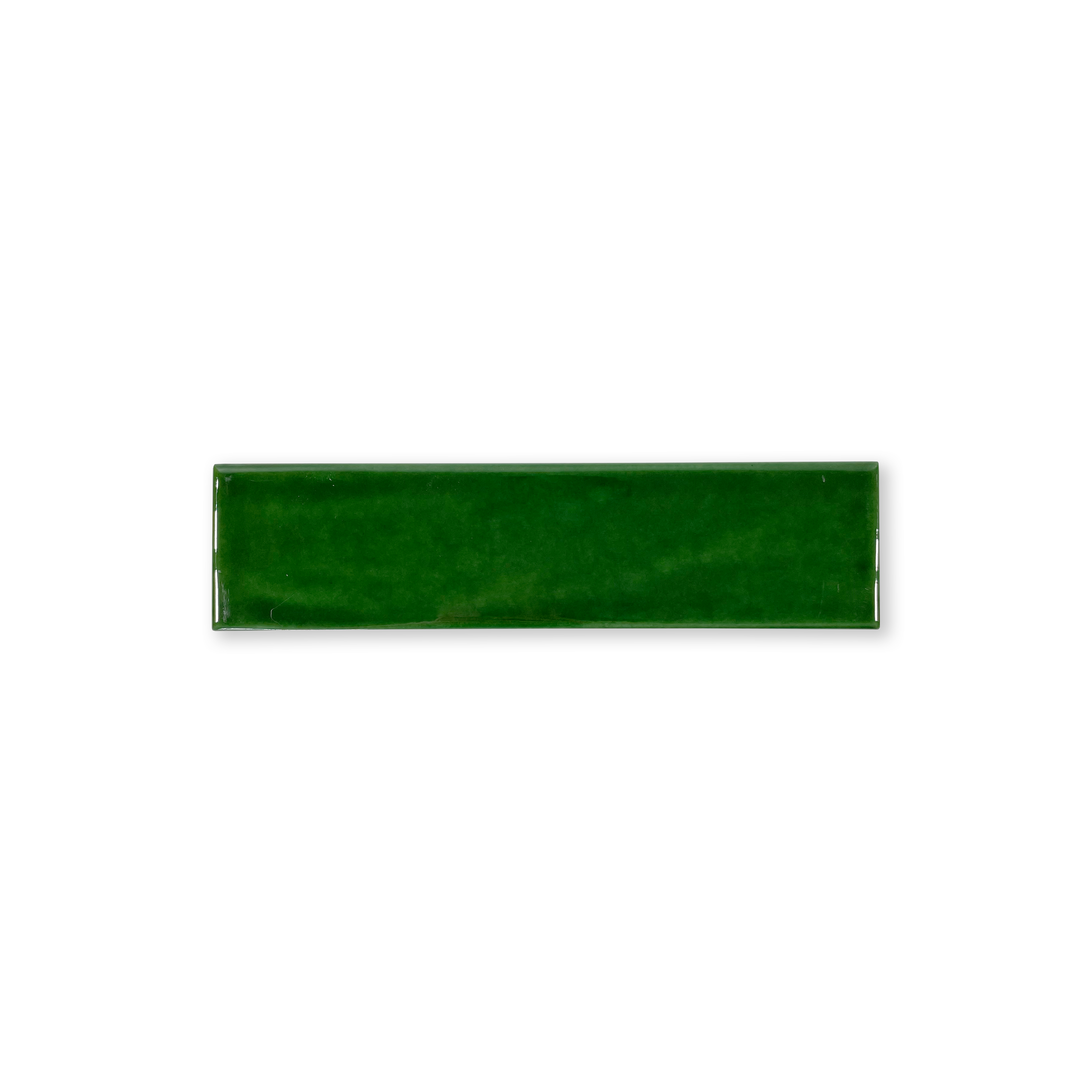 Handmade 2x8 Jade Green Glossy Undulated Subway Tile
