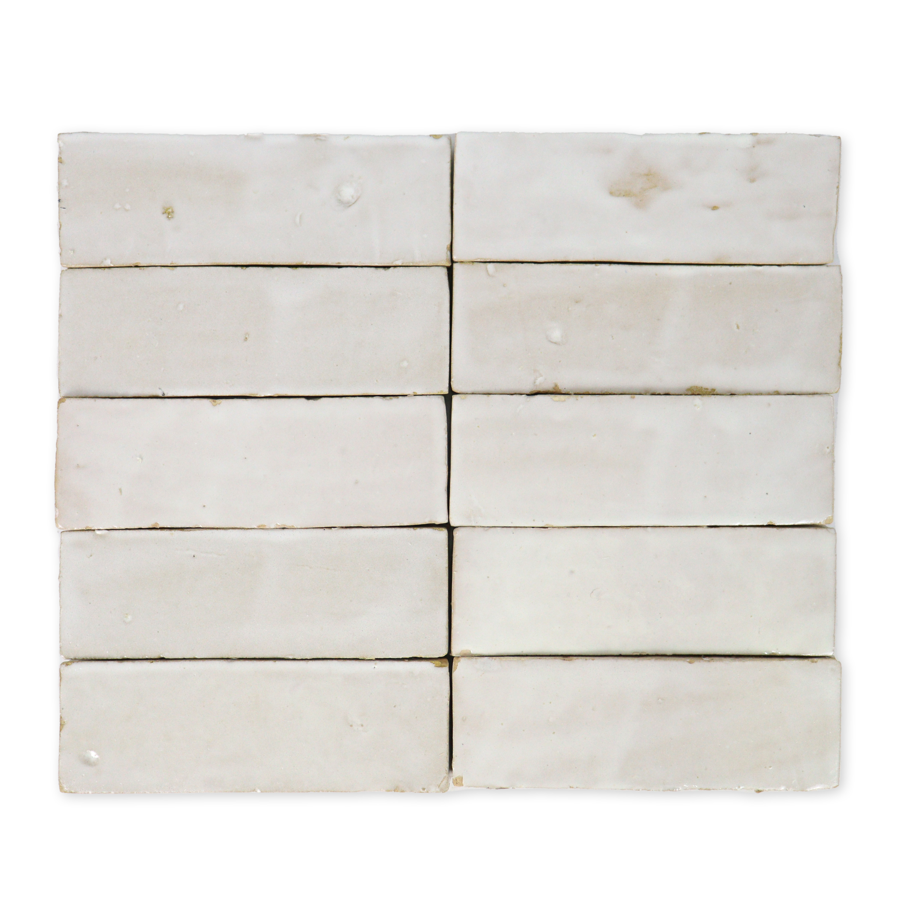 Handmade Moroccan Zellige 2x6 Pearl White Plinthe Terracotta Tile