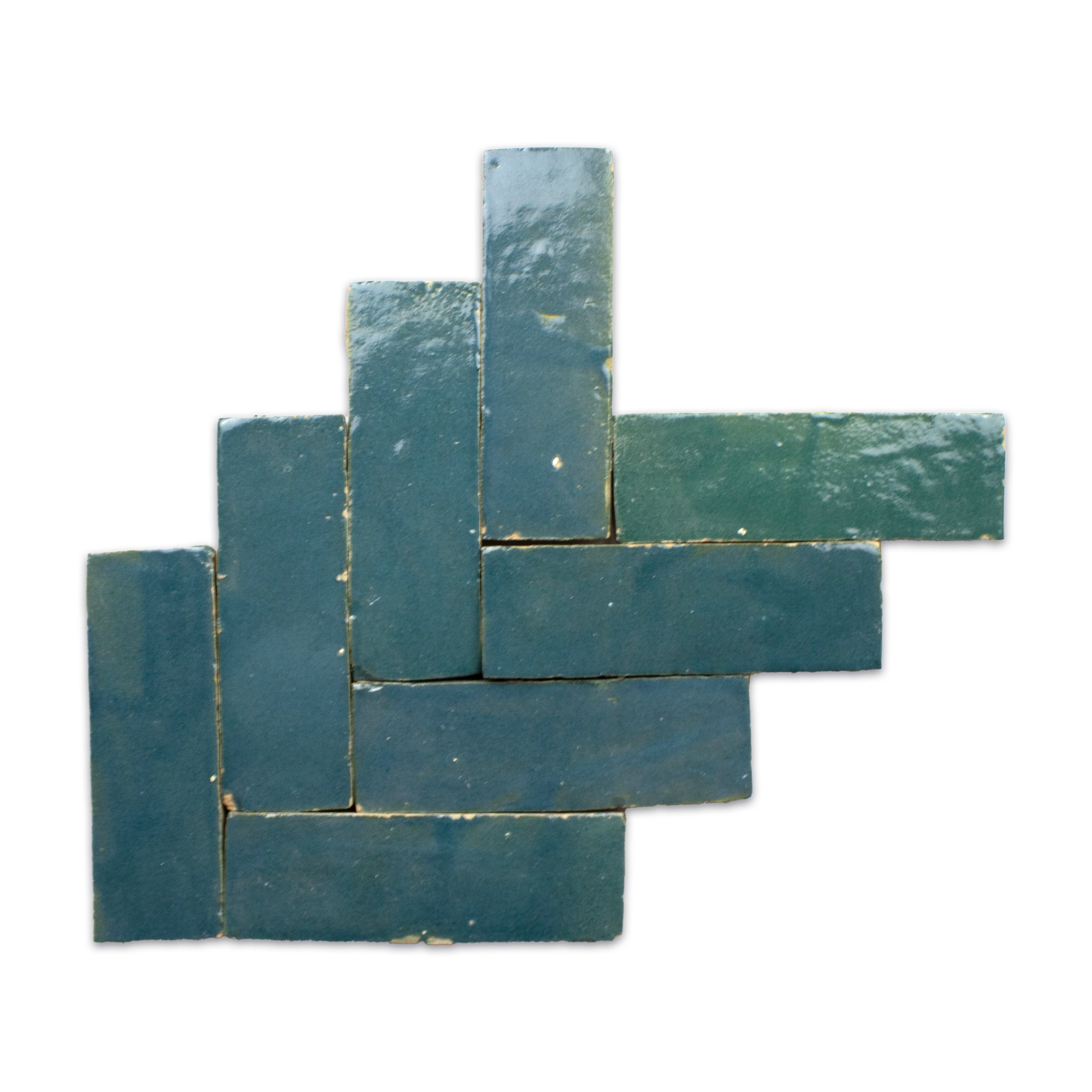Handmade Moroccan Zellige 2x6 Mallorca Green Bejmat Terracotta Tile