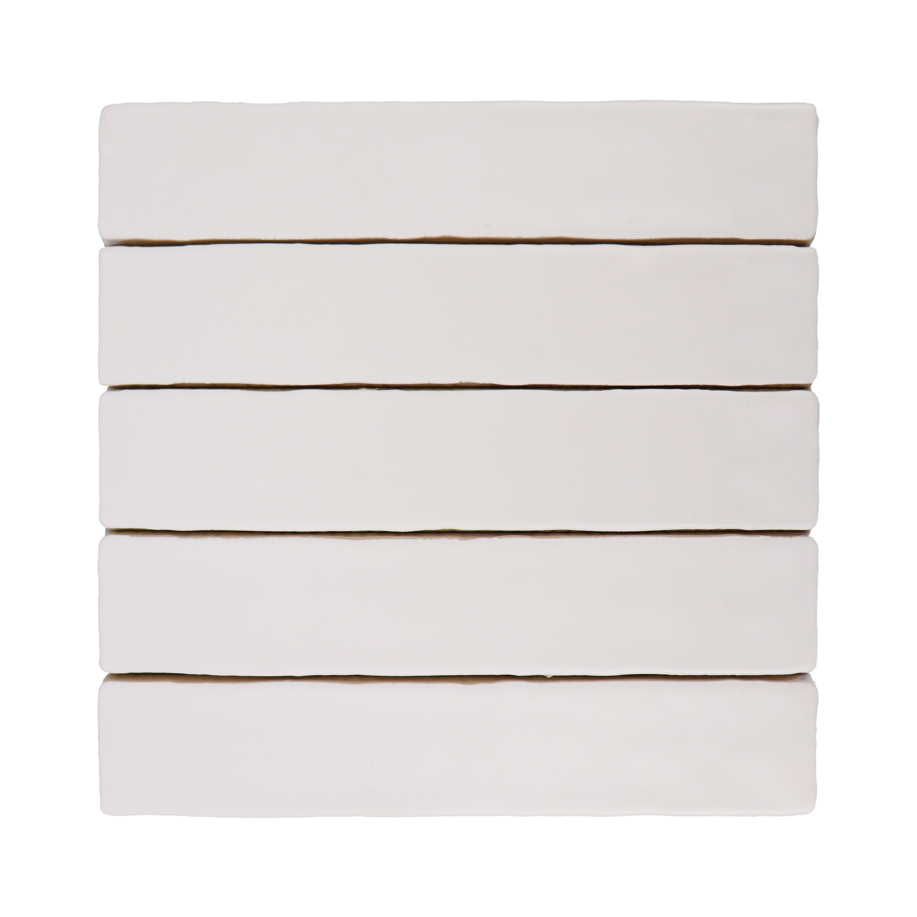 Handmade 2x10 Cotton White Matte Undulated Subway Tile