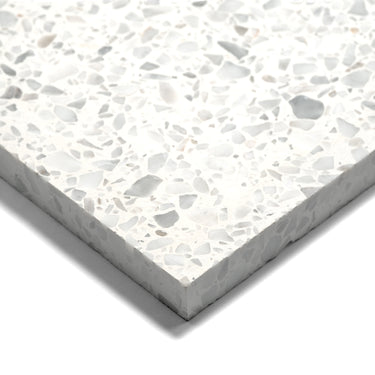 White Carrara 16x16 Terrazzo Tile