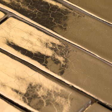 Handmade 2x10 Ochre Glossy Undulated Subway Tile