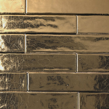 Handmade 2x10 Ochre Glossy Undulated Subway Tile