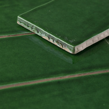 Handmade 3x12 Jade Green Glossy Undulated Subway Tile