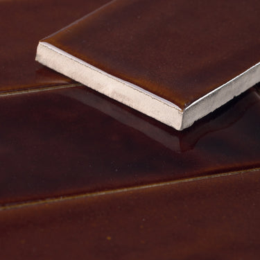 Handmade Brick 2x8 Burnt Flan Crackled Glossy Subway Tile