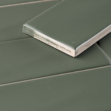 Handmade 2x8 Olive Drab Green Matte Subway Tile