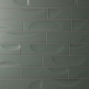Fasi-Lunari 2.5X10 Concave Sage Green Ceramic Tile