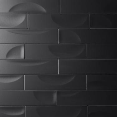 Fasi-Lunari 2.5X10 Concave Coal Black Ceramic Tile