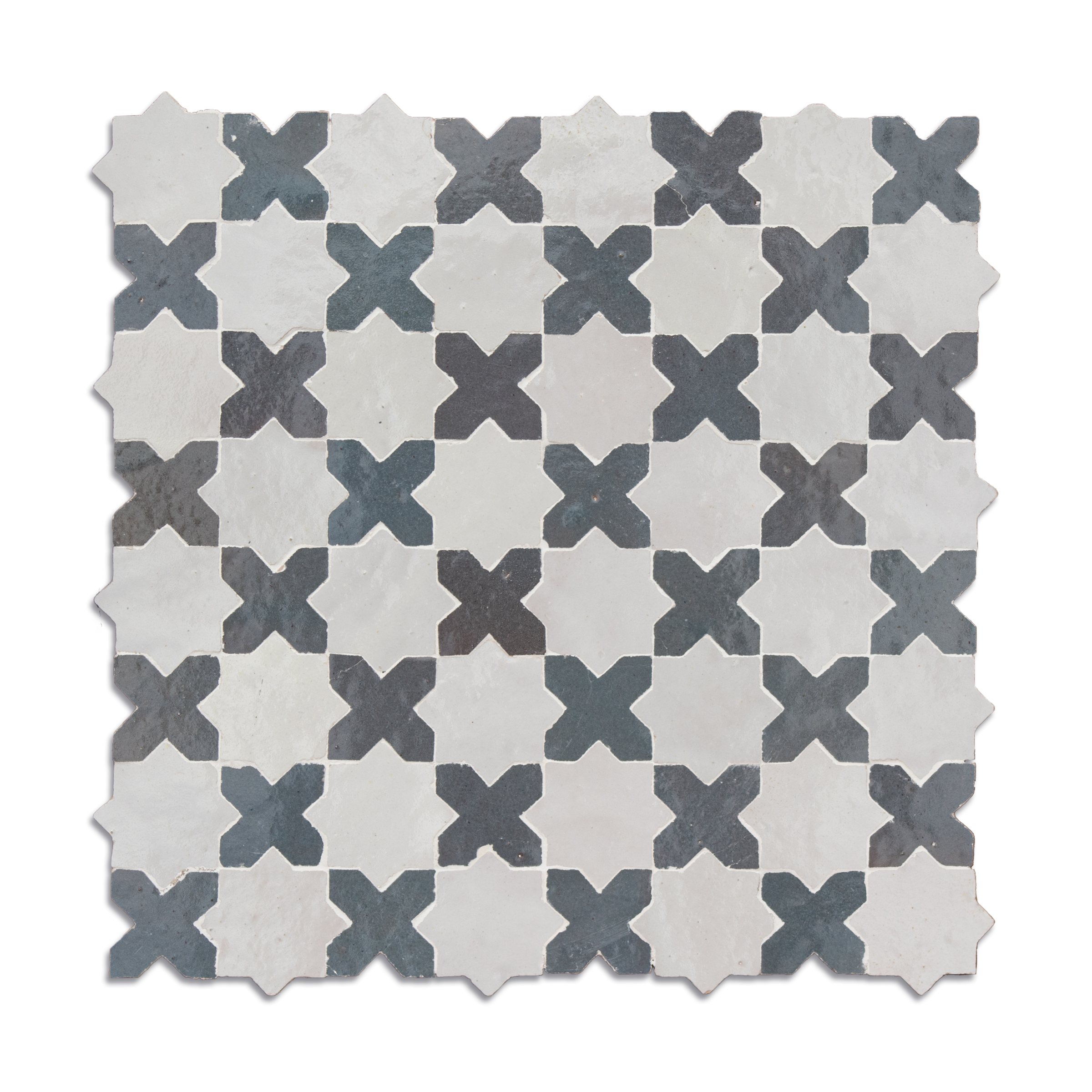Acra C Mini White with Dark grey Moroccan Zellige Mosaic