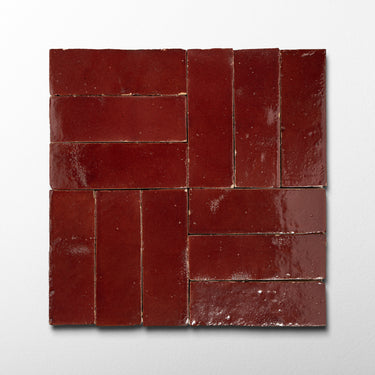 Handmade Moroccan Zellige 2x6 Merlot Red Bejmat Terracotta Tile