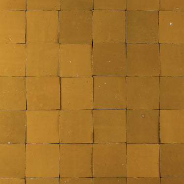 Handmade Moroccan Zellige 4x4 Chamomile Yellow Terracotta Tile