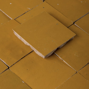 Handmade Moroccan Zellige 4x4 Chamomile Yellow Terracotta Tile