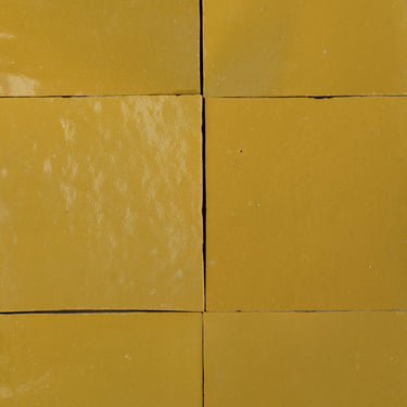 Handmade Moroccan Zellige 4x4 Chamomile Yellow Terracotta Tile