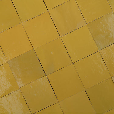 Handmade Moroccan Zellige 4x4 Chamomile Yellow Terracotta Tile