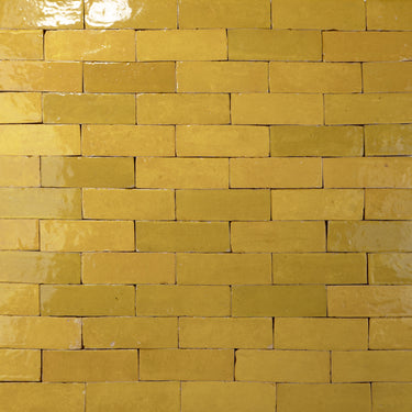 Handmade Moroccan Zellige 2×6 Chamomile Yellow Bejmat Terracotta Tile