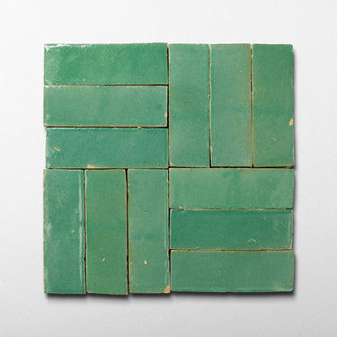 Handmade Moroccan Zellige 2x6 Tunisian Green Bejmat Terracotta Tile