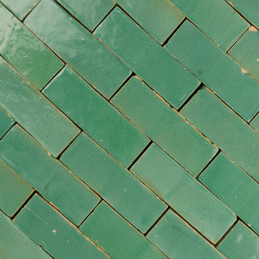 Handmade Moroccan Zellige 2x6 Tunisian Green Bejmat Terracotta Tile