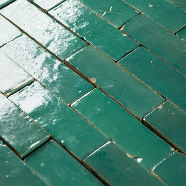 Handmade Moroccan Zellige 2x6 Tunisian Green Bejmat Terracotta Tile