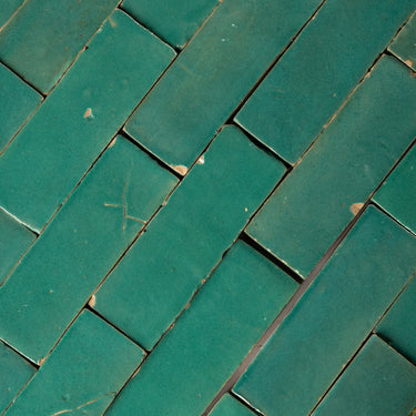 Handmade Moroccan Zellige 2x6 Tunisian Green Bejmat Terracotta Tile