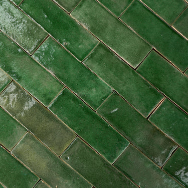 Handmade Moroccan Zellige 2x6 Emerald Green Bejmat Terracotta Tile