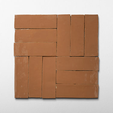 Handmade Moroccan Zellige 2x6 Baked Terracotta Plinthe Terracotta Tile