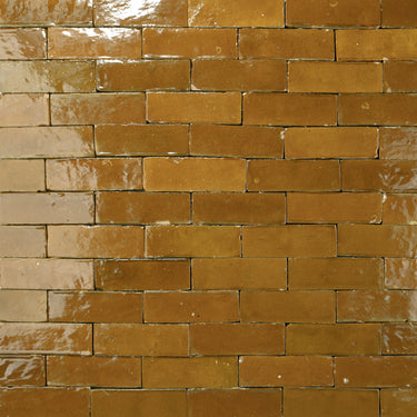 Handmade Moroccan Zellige 2x6 Caramel Bejmat Terracotta Tile