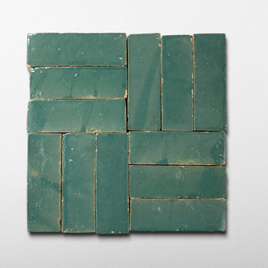 Handmade Moroccan Zellige 2x6 Mallorca Green Bejmat Terracotta Tile