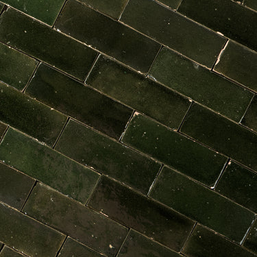 Handmade Moroccan Zellige 2x6 Hunter Green Bejmat Terracotta Tile