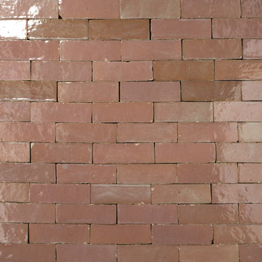 Handmade Moroccan Zellige 2x6 Rose Pink Bejmat Terracotta Tile