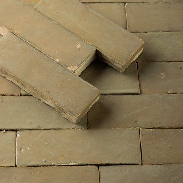 Handmade Moroccan Zellige 2x6 Pale Stone Bejmat Terracotta Tile