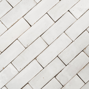 Handmade Moroccan Zellige 2x6 Himalayan Salt White Plinthe Terracotta Tile