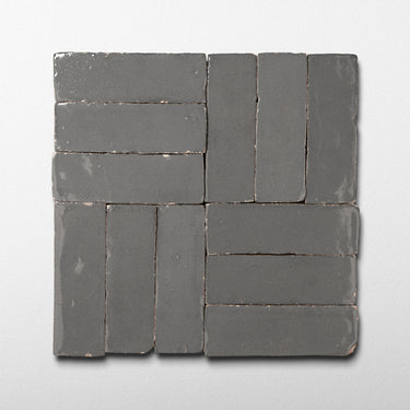 Handmade Moroccan Zellige 2x6 Anchor Grey Bejmat Terracotta Tile